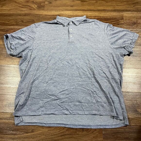 Proper Cloth Relaxed Fit Polo Shirt Mens Sz 2XL Blue Cotton Linen Blend Classic - Picture 1 of 6